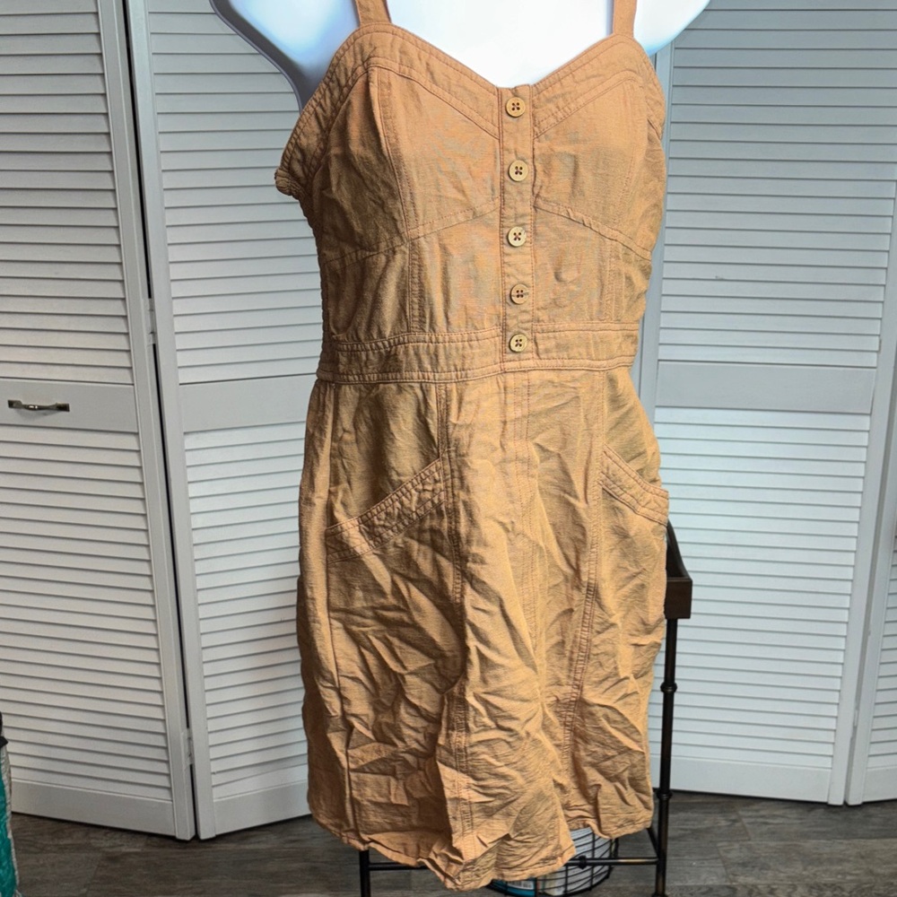 Japna Tan Dress with Button Detail
